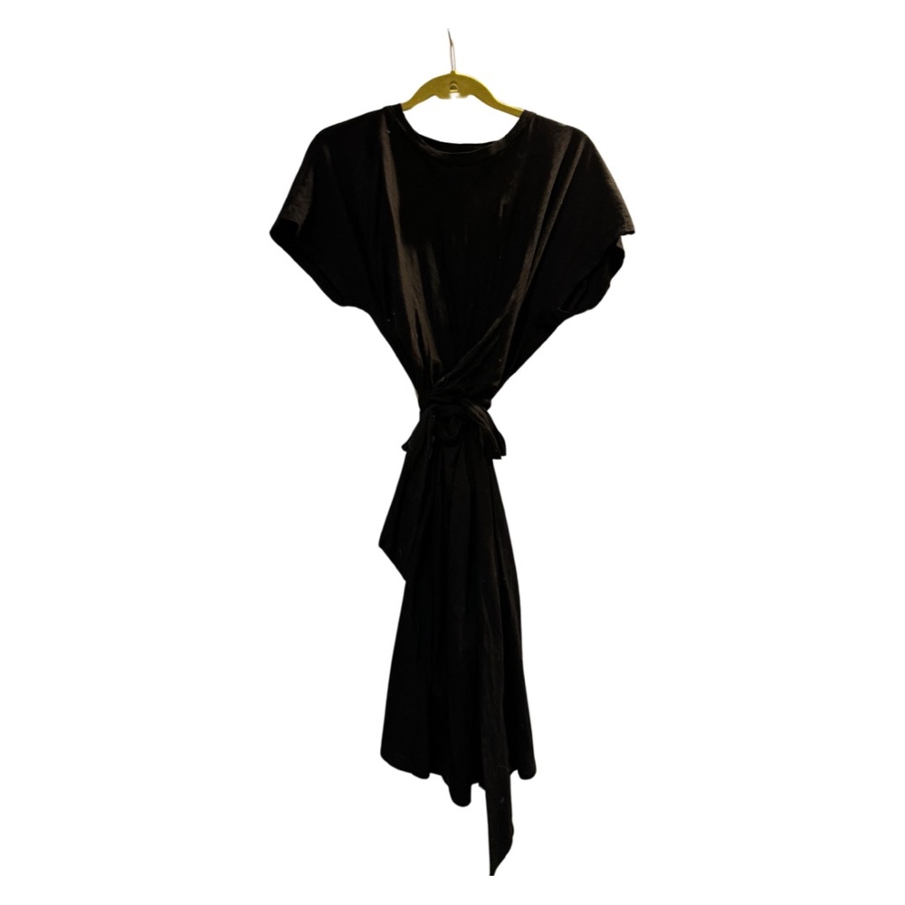 Velvet t shirt dress with wrap tie around excellent condition size large black